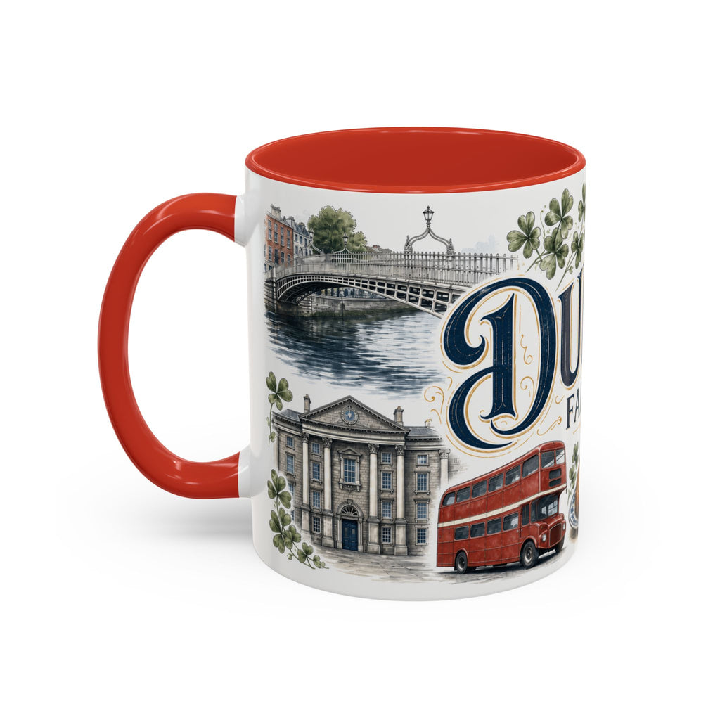 Dublin Coffee Mug | Ireland Travel Souvenir | Vintage Illustrated City Gift | 11 oz 15 oz Accent Mug