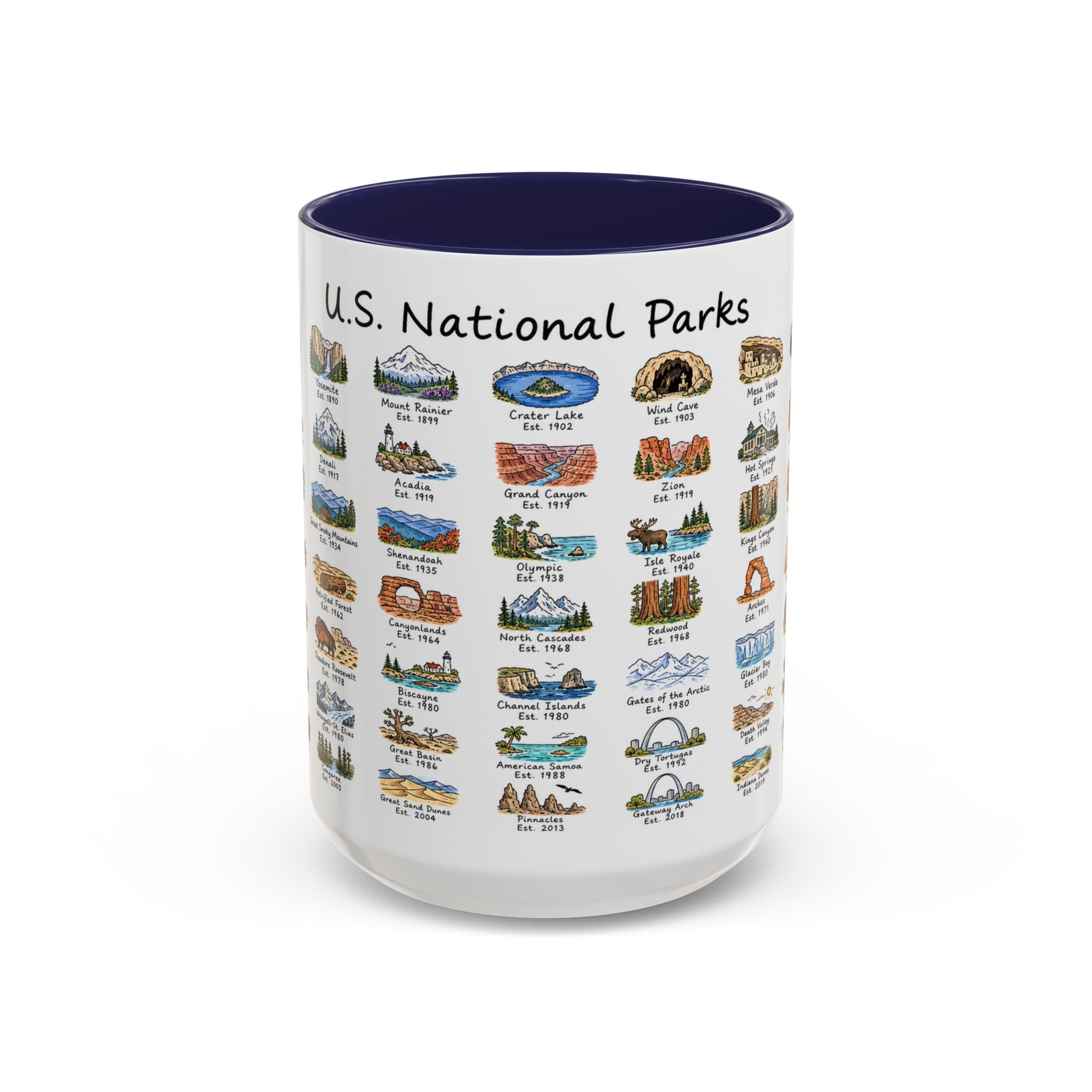 63 National Parks Mug | U.S. Parks Coffee Cup | Park Bucket List Gift | Road Trip Hiking Camping Souvenir