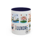 Luxor Coffee Mug | Postage Stamp Collage Mug | Travel Souvenir Accent Cup 11oz 15oz