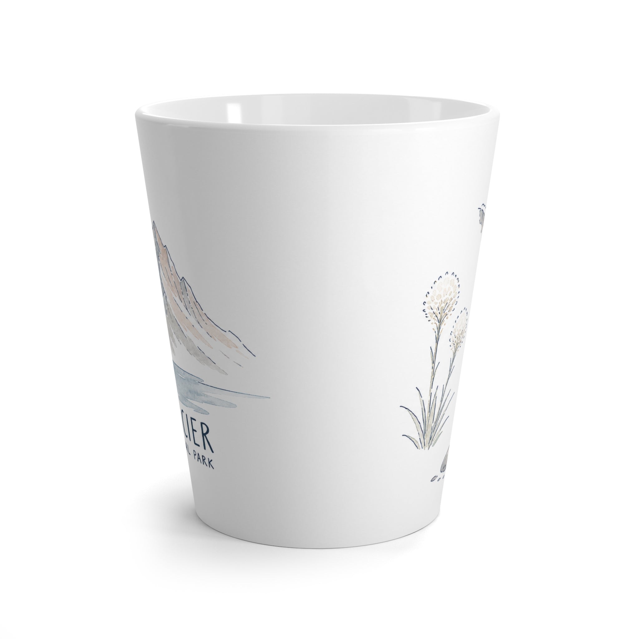 Glacier National Park Latte Mug | Pastel Watercolor Nature Coffee Cup | 12 oz Travel Souvenir Gift