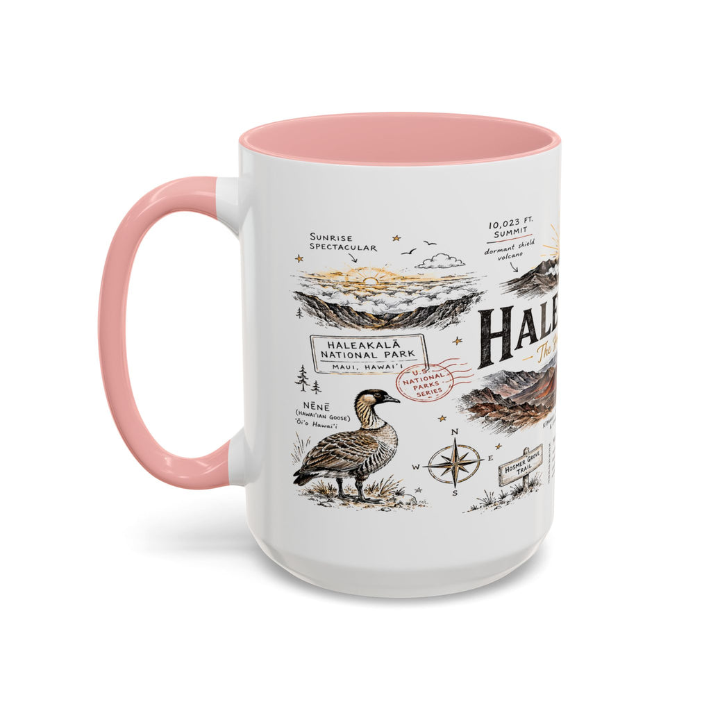 Haleakala National Park Coffee Mug | Hawaii Maui Sunrise Crater Gift | Accent Color Ceramic 11oz 15oz