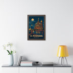 St. Petersburg Russia Framed Poster | Vintage Travel Wall Art | Black Walnut White Frame | 16x24 20x30