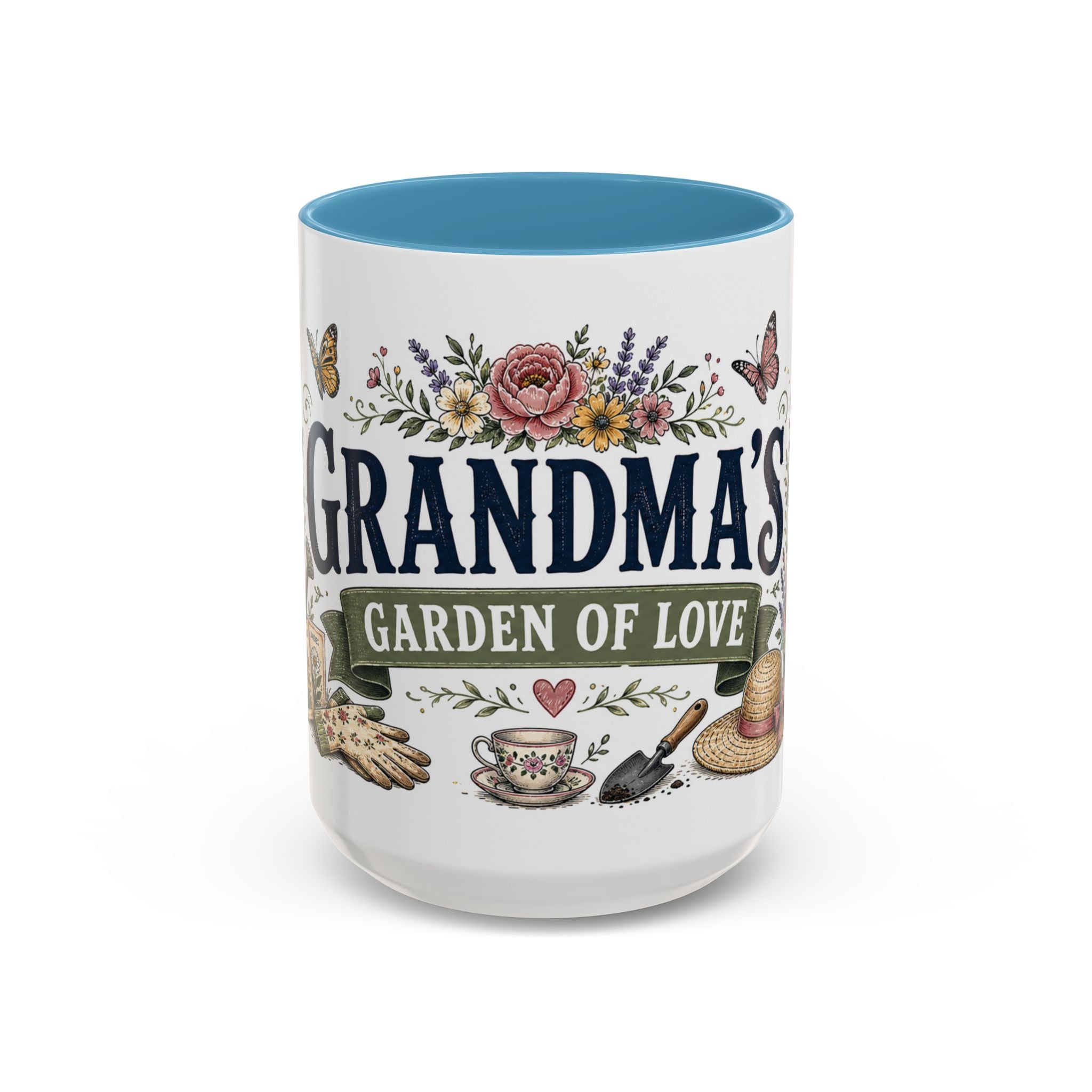 Grandma's Garden Of Love Coffee Mug | Gift From Grandkids | Accent Color Ceramic 11oz 15oz