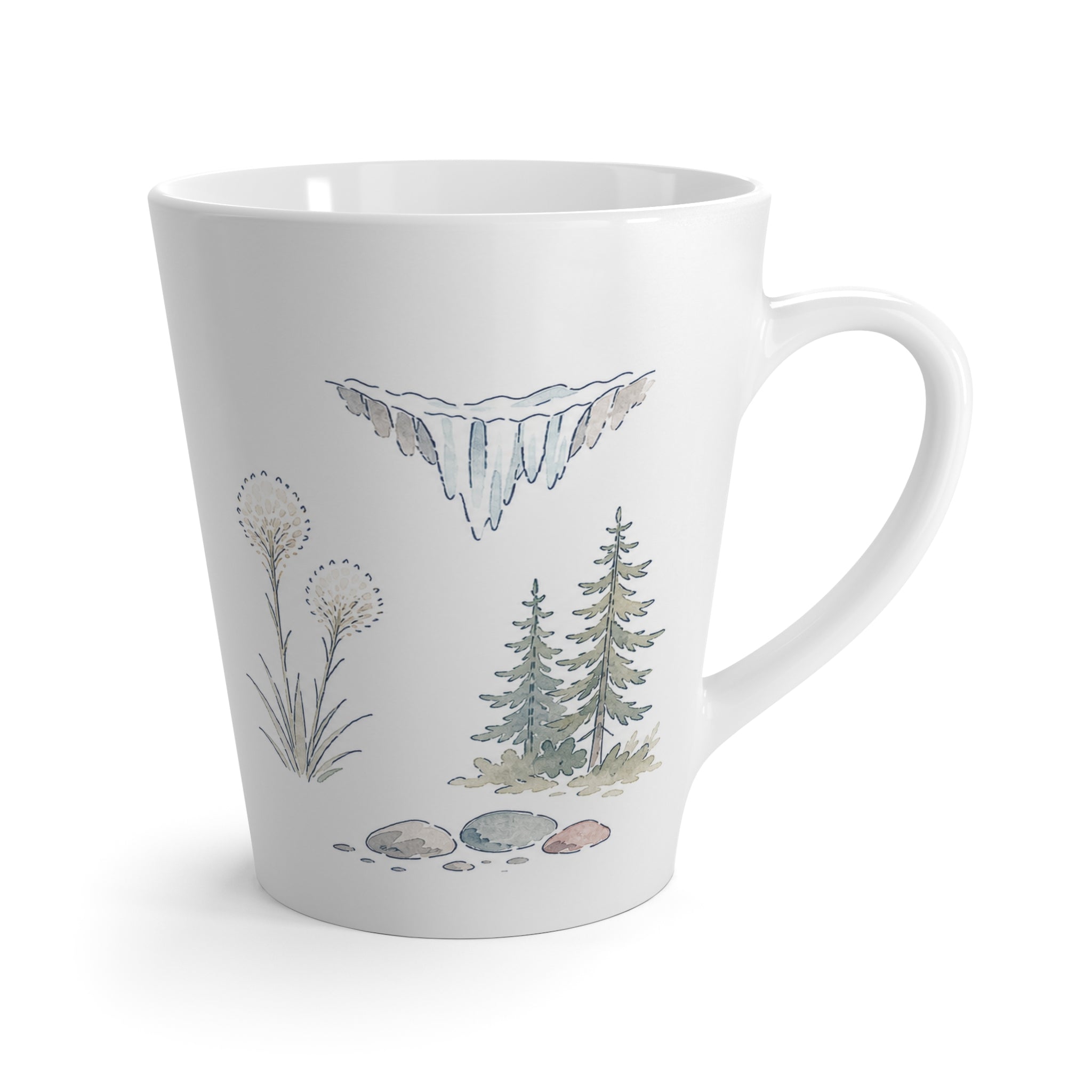 Glacier National Park Latte Mug | Pastel Watercolor Nature Coffee Cup | 12 oz Travel Souvenir Gift