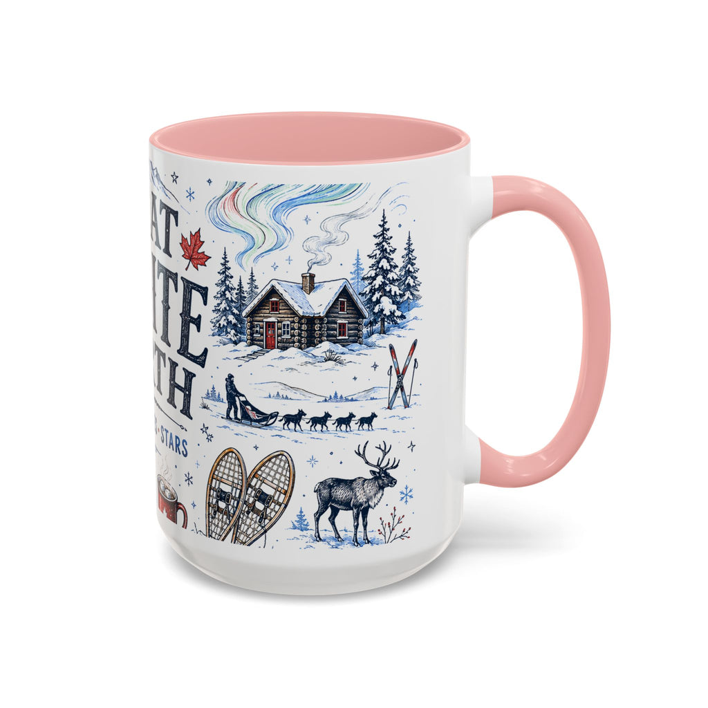 Great White North Coffee Mug | Canadian Pride Gift | Accent Color Ceramic 11oz 15oz