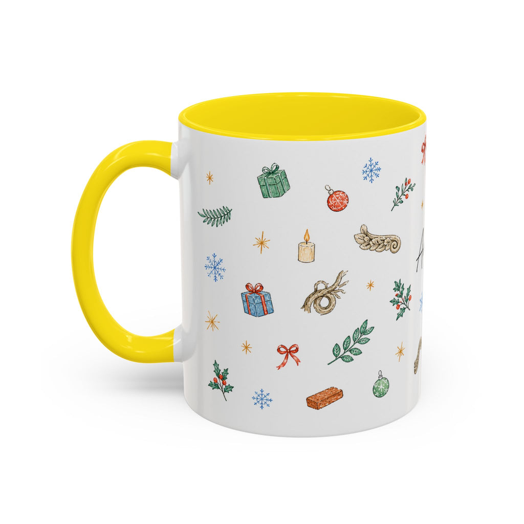 Angkor Christmas Mug | Watercolor Travel Souvenir | Holiday Gift | Accent Ceramic Coffee Cup 11oz 15oz