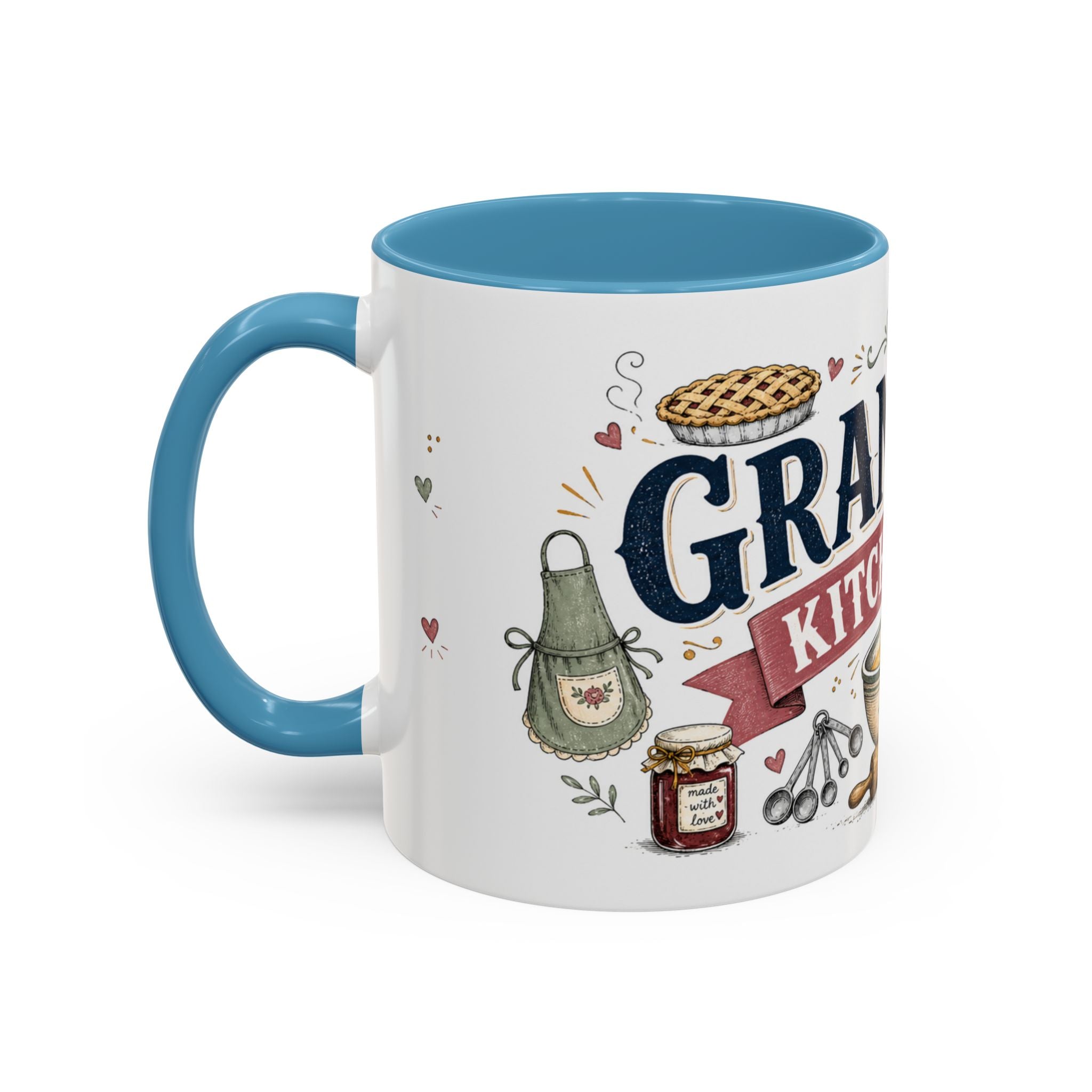 Grandma's Kitchen Hugs Coffee Mug | Gift From Grandkids | Accent Color Ceramic 11oz 15oz