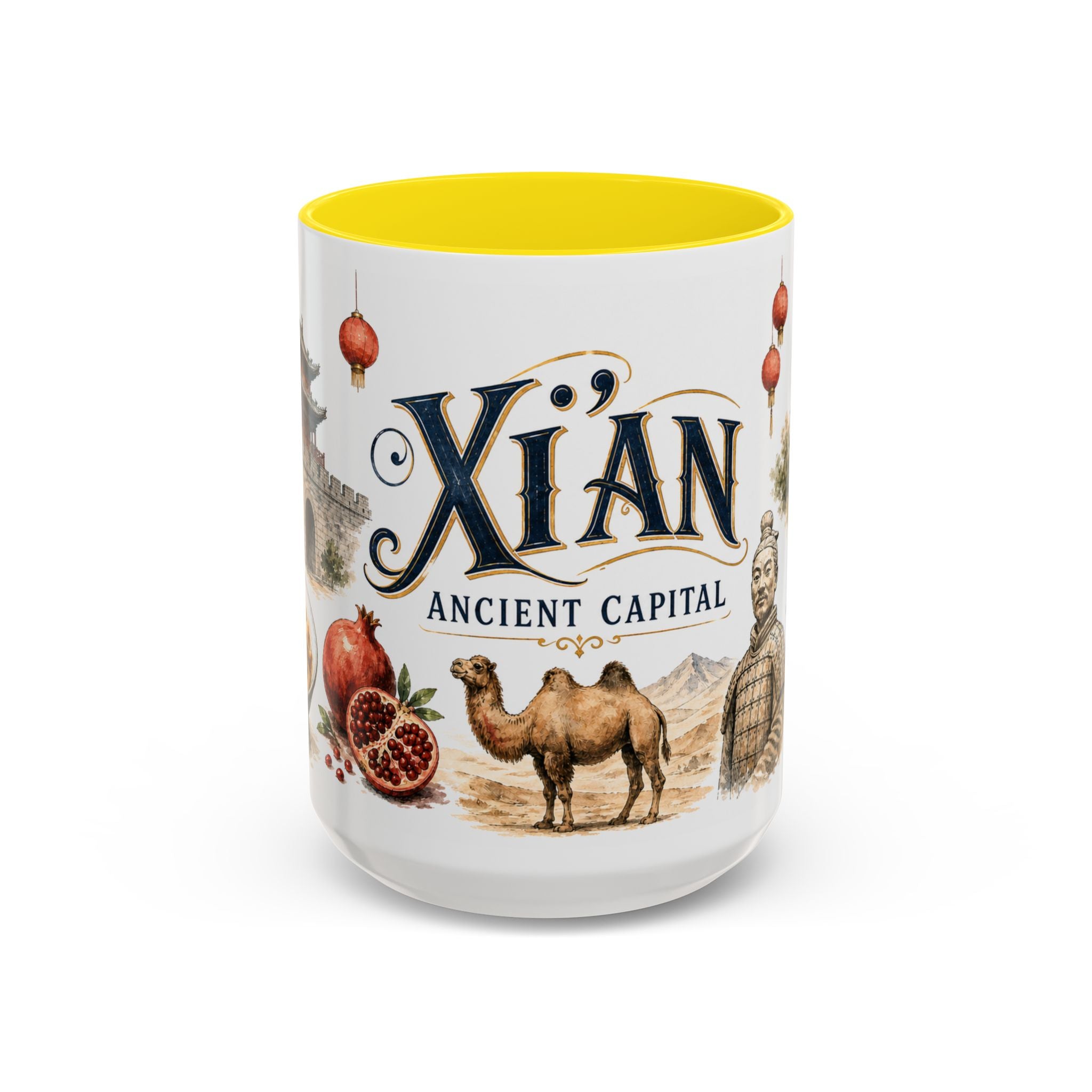 Xi'an Coffee Mug | China Travel Souvenir | Vintage Illustrated City Gift | 11 oz 15 oz Accent Mug