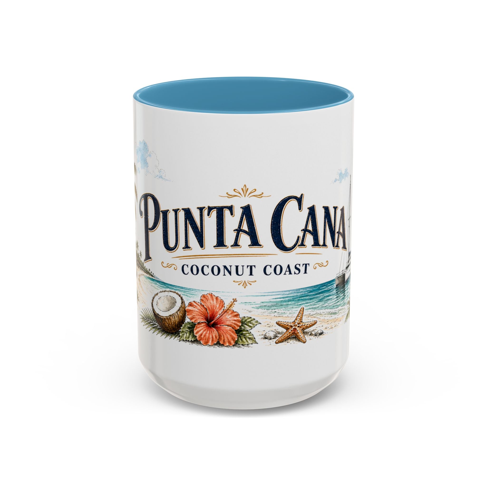 Punta Cana Coffee Mug | Dominican Republic Travel Souvenir | Vintage Illustrated City Gift | 11 oz 15 oz Accent Mug