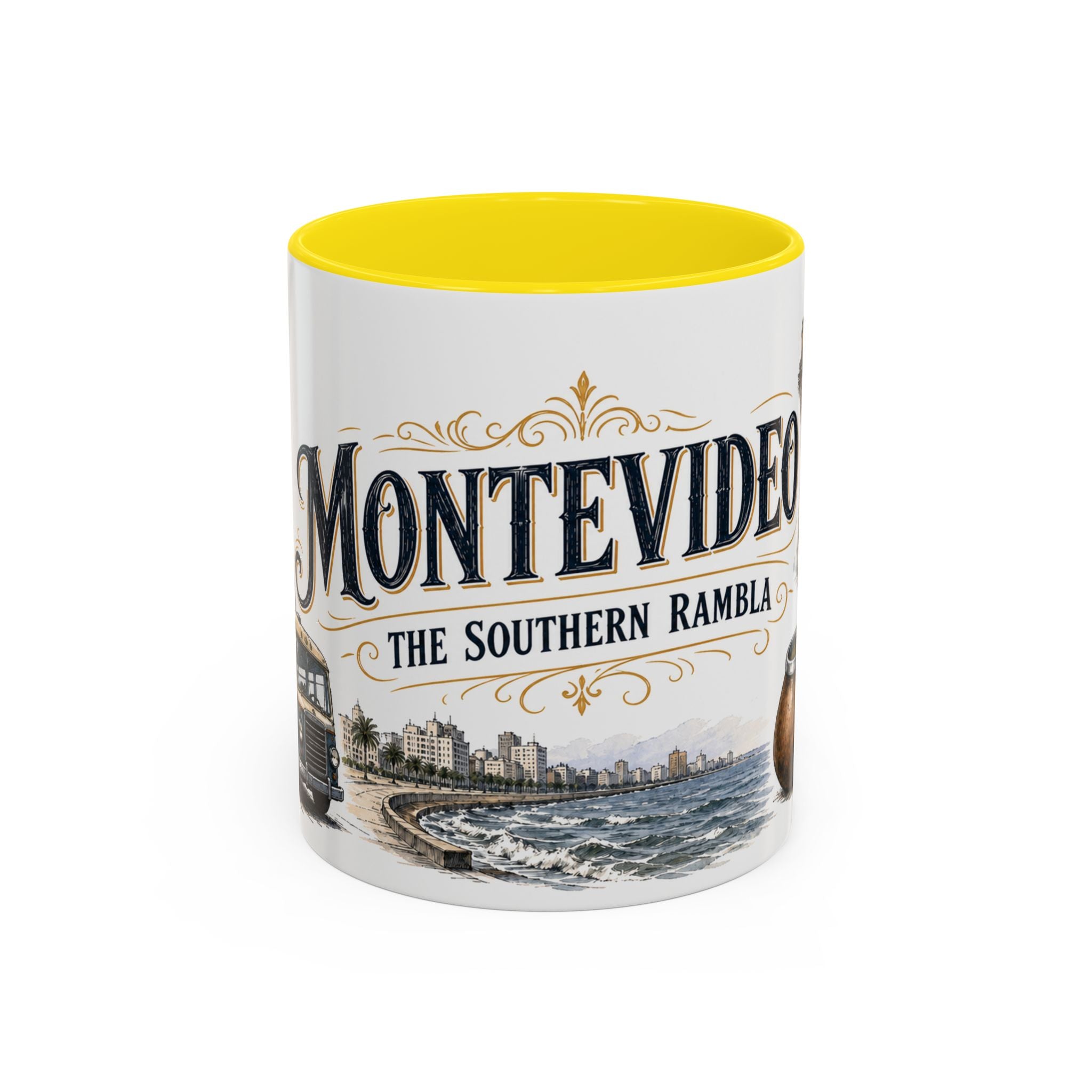 Montevideo Coffee Mug | Uruguay Travel Souvenir | Vintage Illustrated City Gift | 11 oz 15 oz Accent Mug