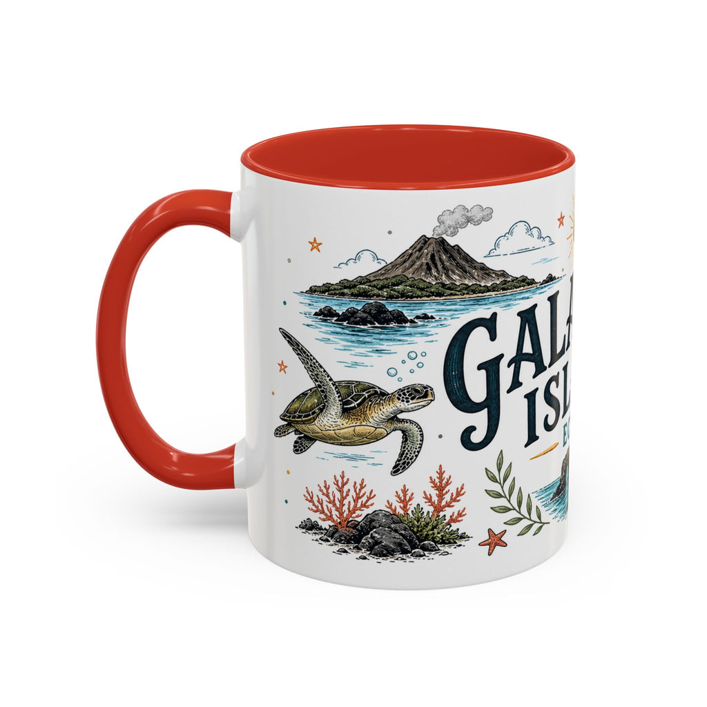 Galapagos Islands Coffee Mug | Travel Destination Souvenir Gift | Accent Color Ceramic 11oz 15oz