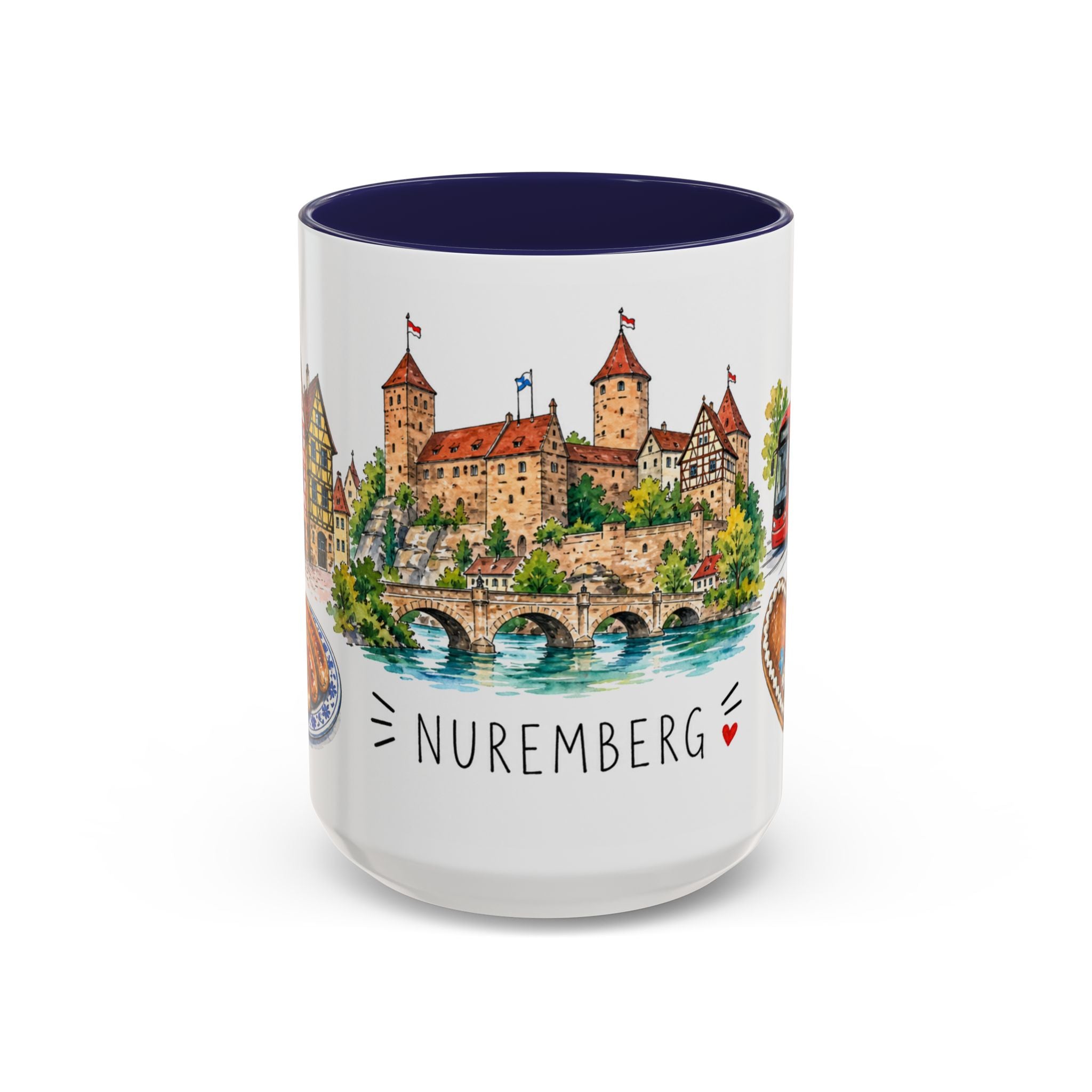 Nuremberg Illustrated Travel Mug | City Souvenir Accent Coffee Mug | 11oz 15oz Ceramic Cup