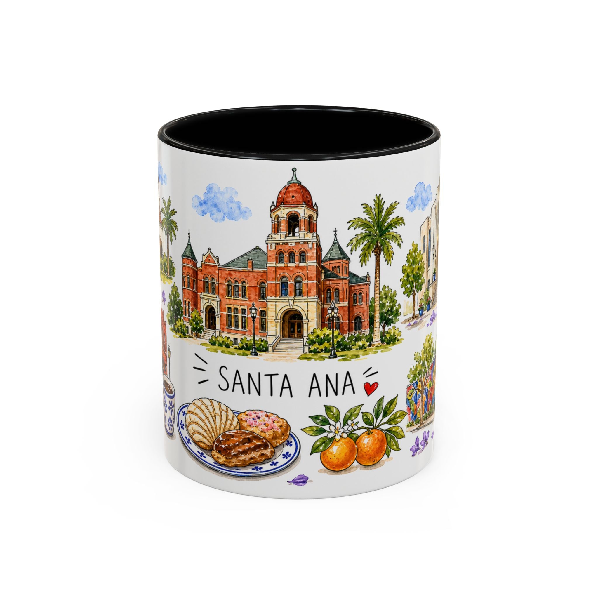 Santa Ana Illustrated Travel Mug | City Souvenir Accent Coffee Mug | 11oz 15oz Ceramic Cup