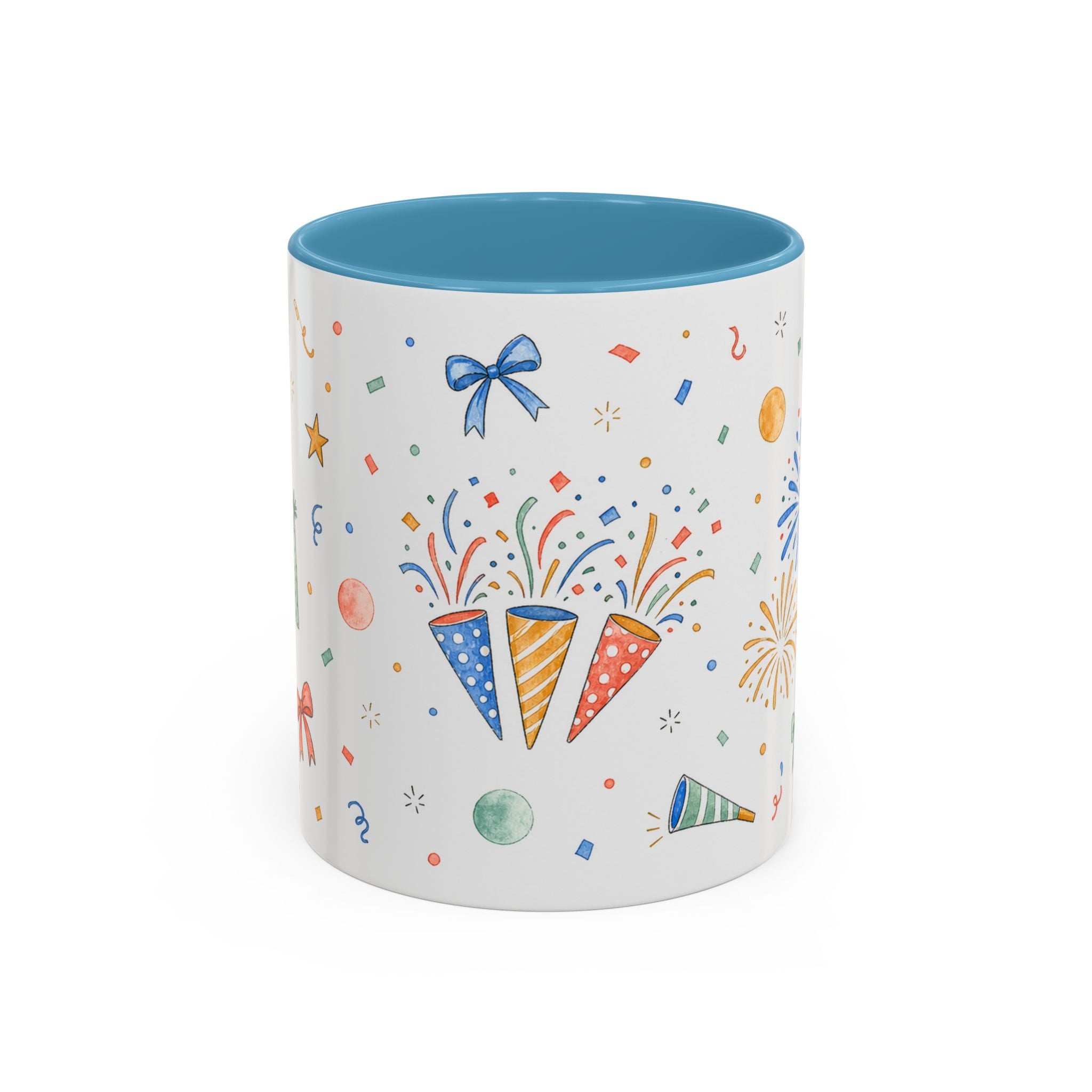 New Year Confetti Mug | Party Popper Watercolor Celebration Gift | Accent Cup 11oz 15oz