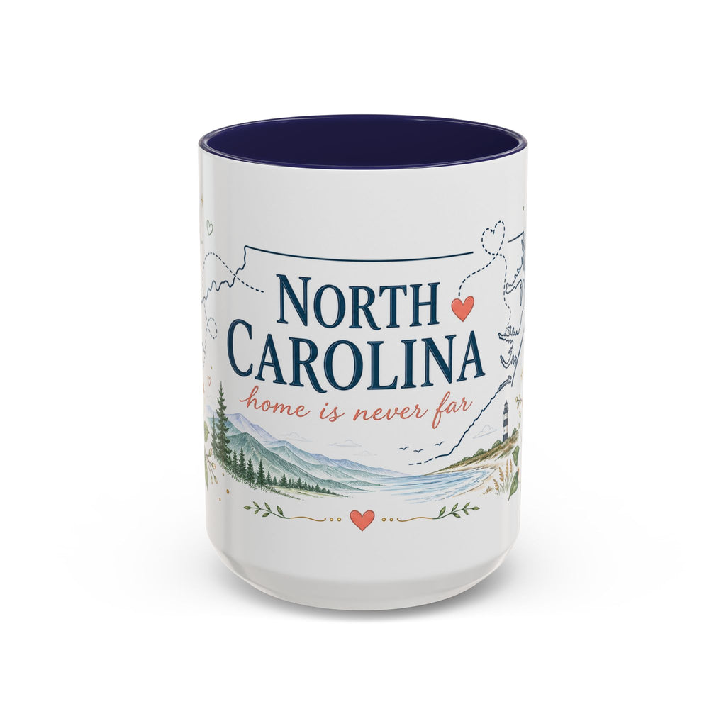 North Carolina State Map Mug | Moving Away, Homesick Gift | Botanical Accent Coffee Cup