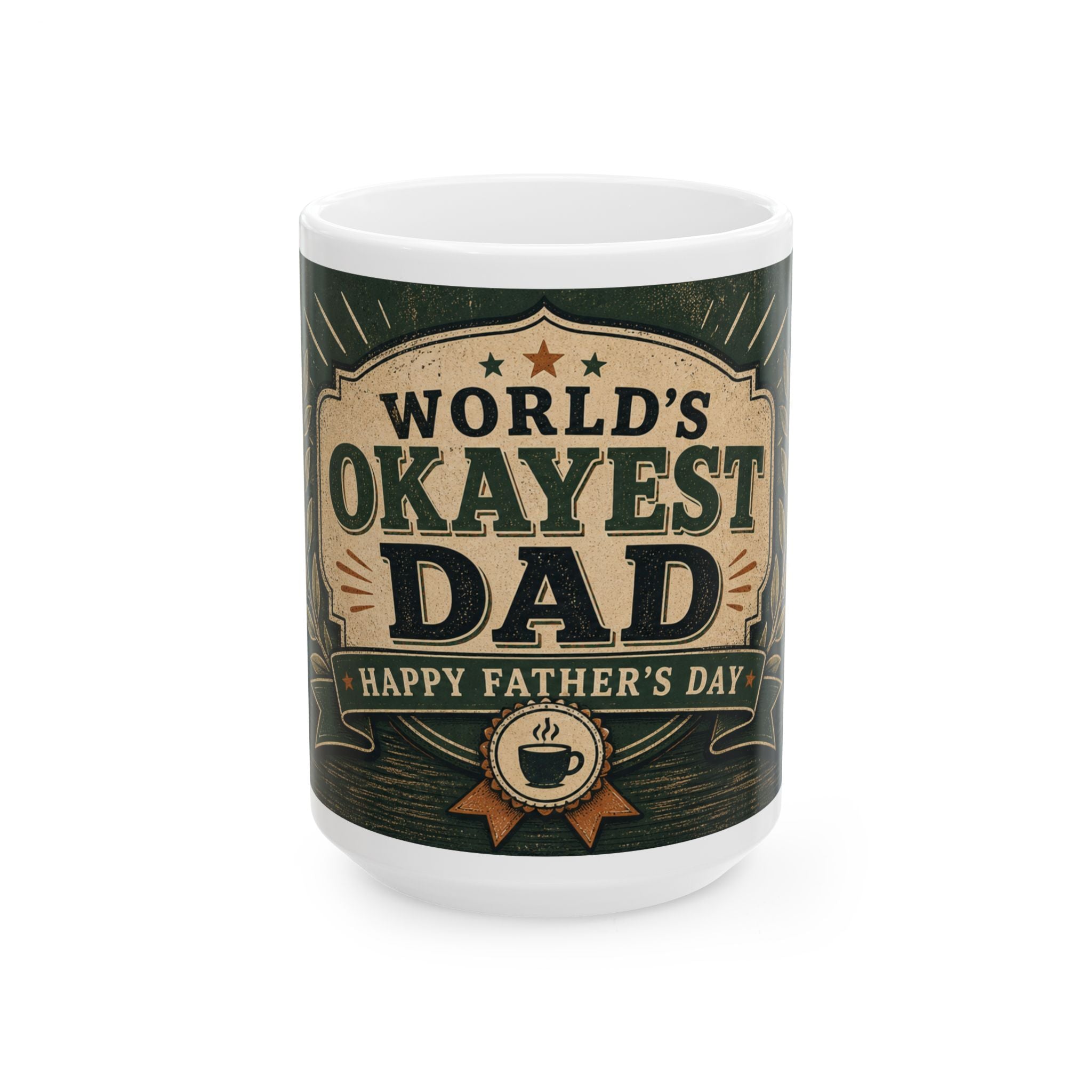 World's Okayest Dad Father's Day Coffee Mug | Dad Gift | Ceramic 11oz 15oz Cup