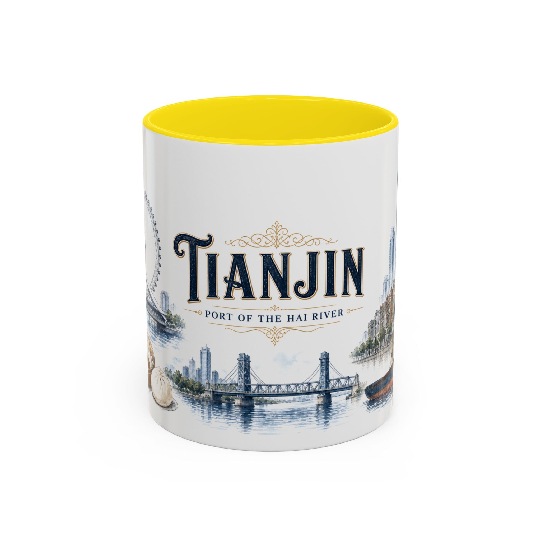 Tianjin Coffee Mug | China Travel Souvenir | Vintage Illustrated City Gift | 11 oz 15 oz Accent Mug
