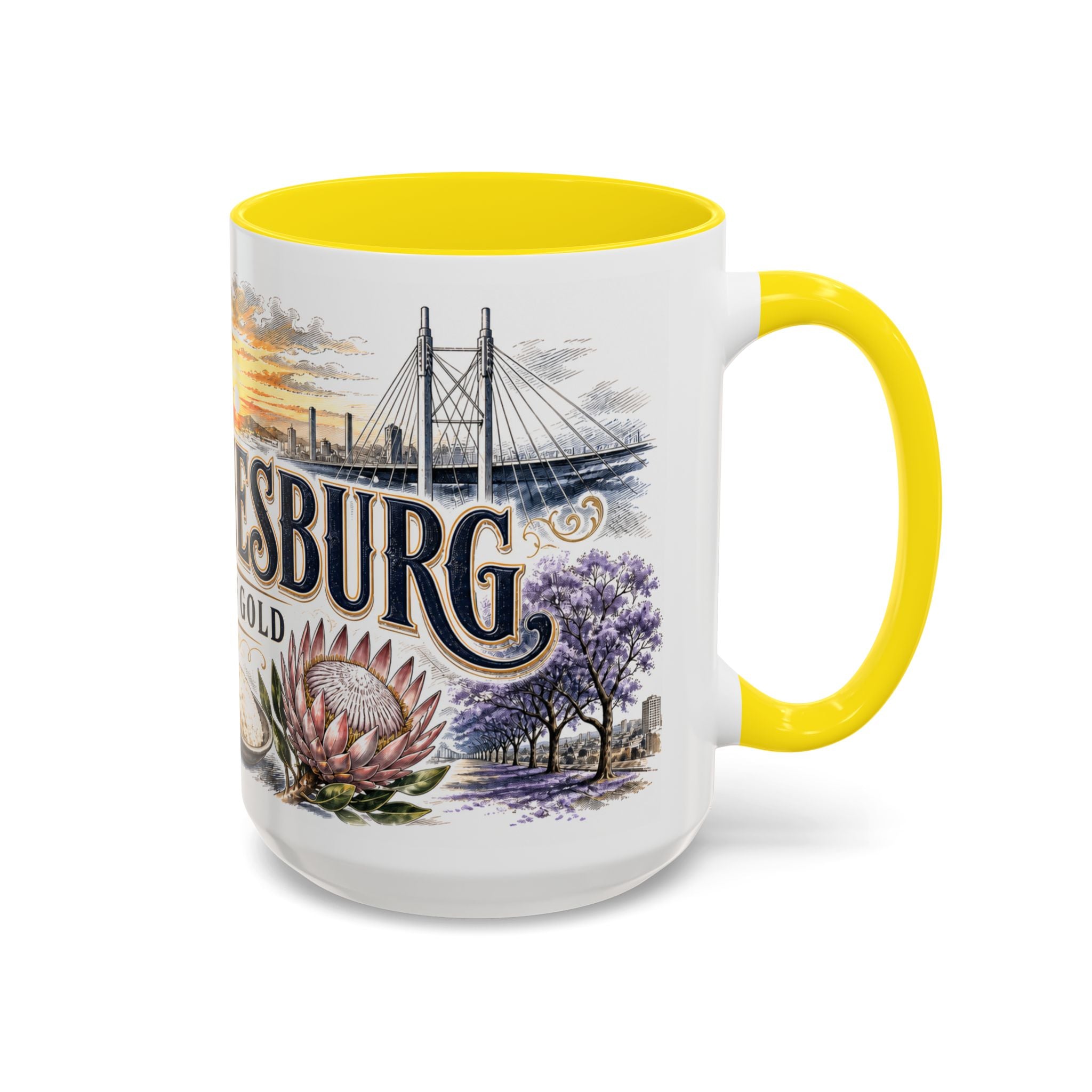 Johannesburg Coffee Mug | South Africa Travel Souvenir | Vintage Illustrated City Gift | 11 oz 15 oz Accent Mug