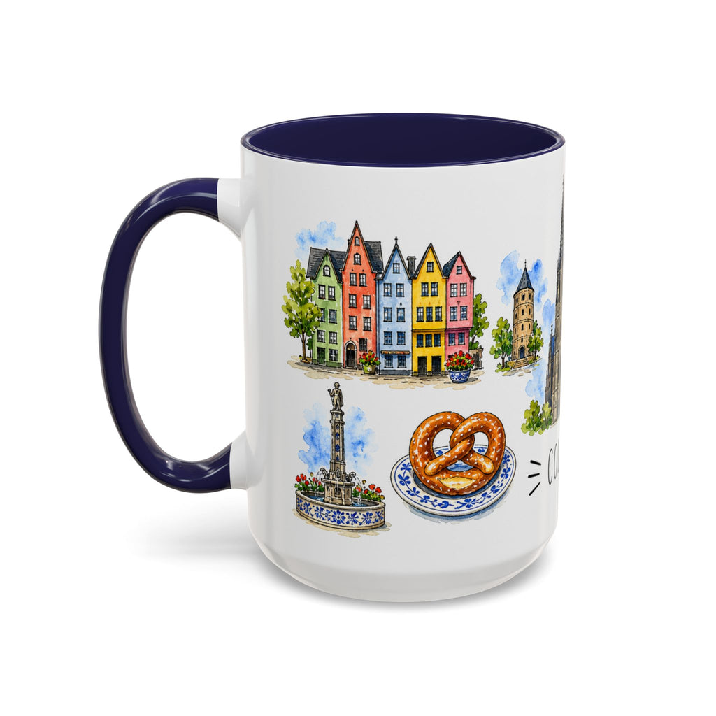 Cologne Illustrated Travel Mug | City Souvenir Accent Coffee Mug | 11oz 15oz Ceramic Cup