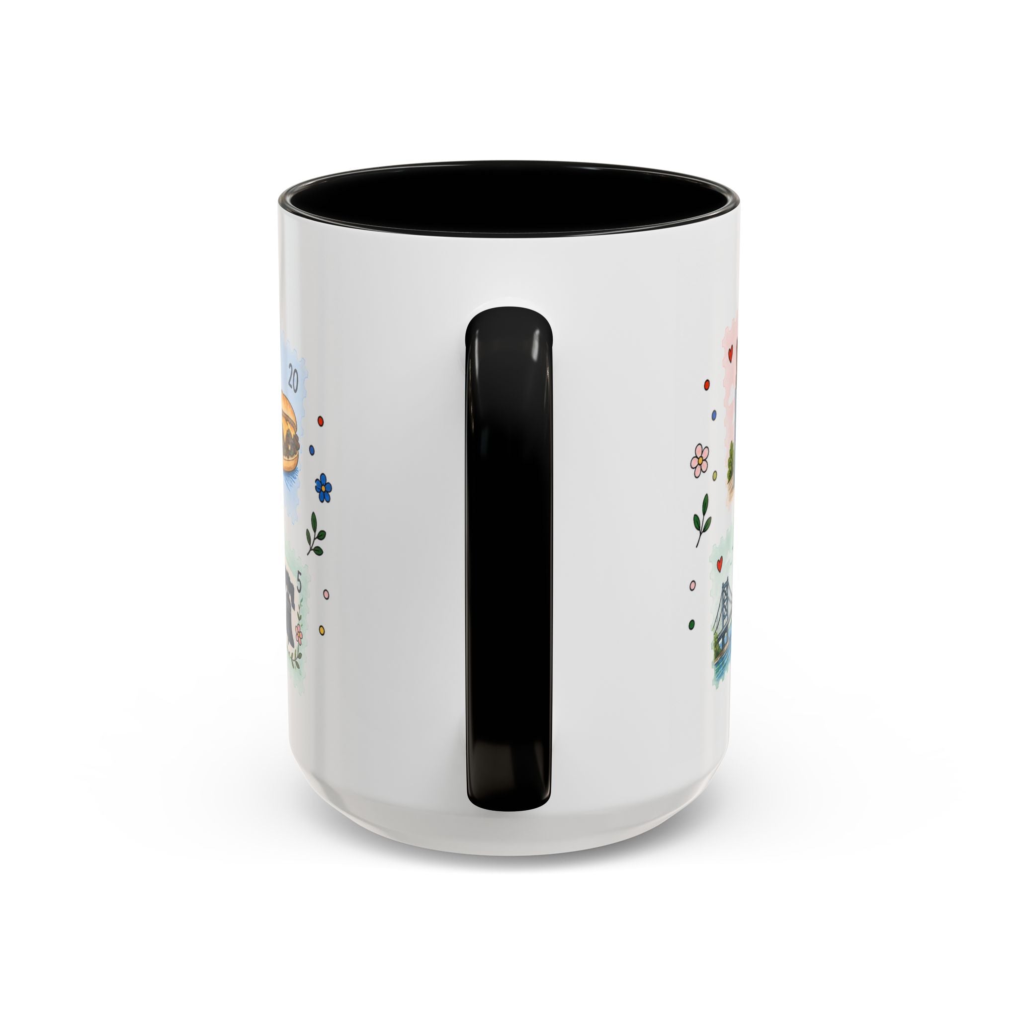 Philadelphia Coffee Mug | Postage Stamp Collage Mug | Travel Souvenir Accent Cup 11oz 15oz