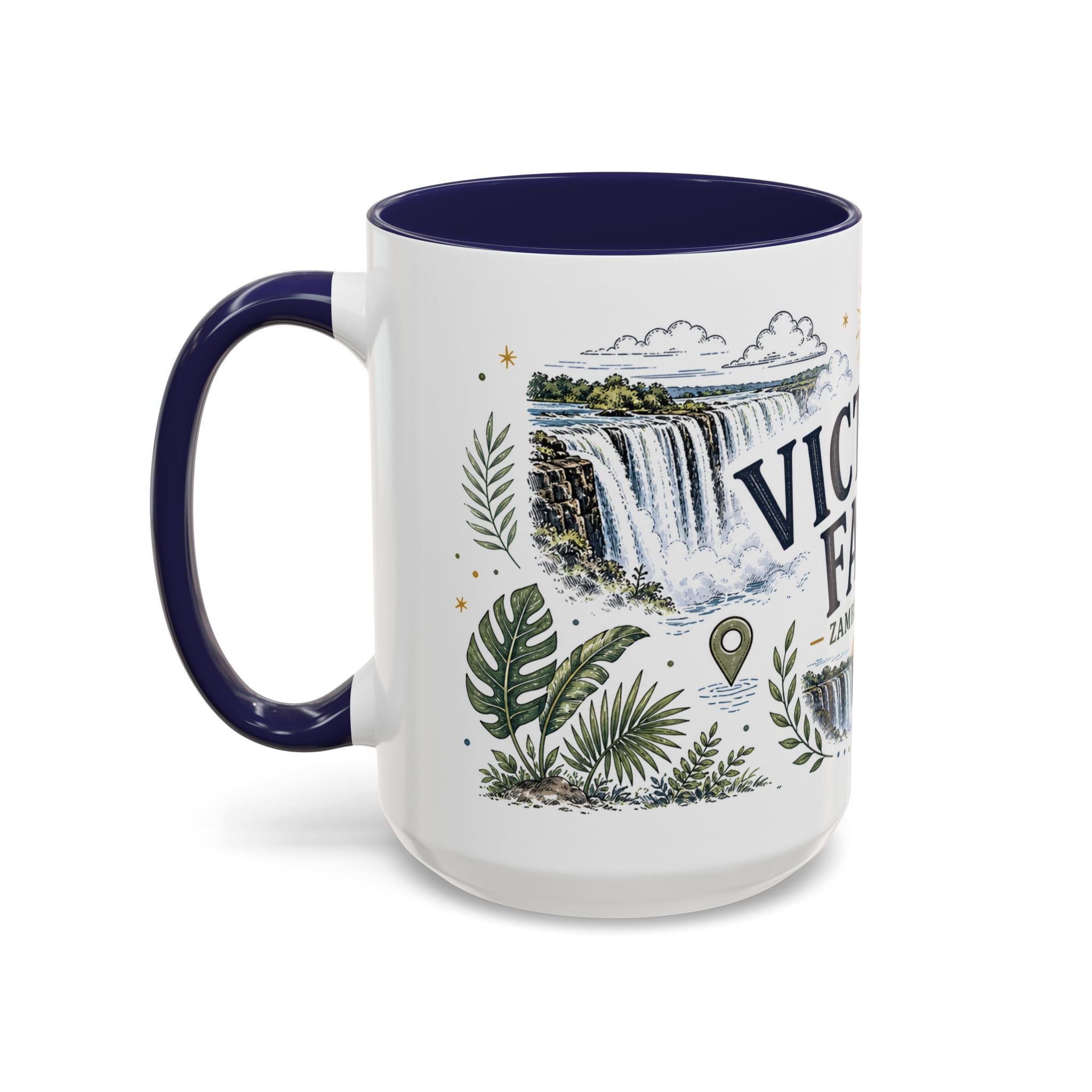 Victoria Falls Coffee Mug | Travel Destination Souvenir Gift | Accent Color Ceramic 11oz 15oz