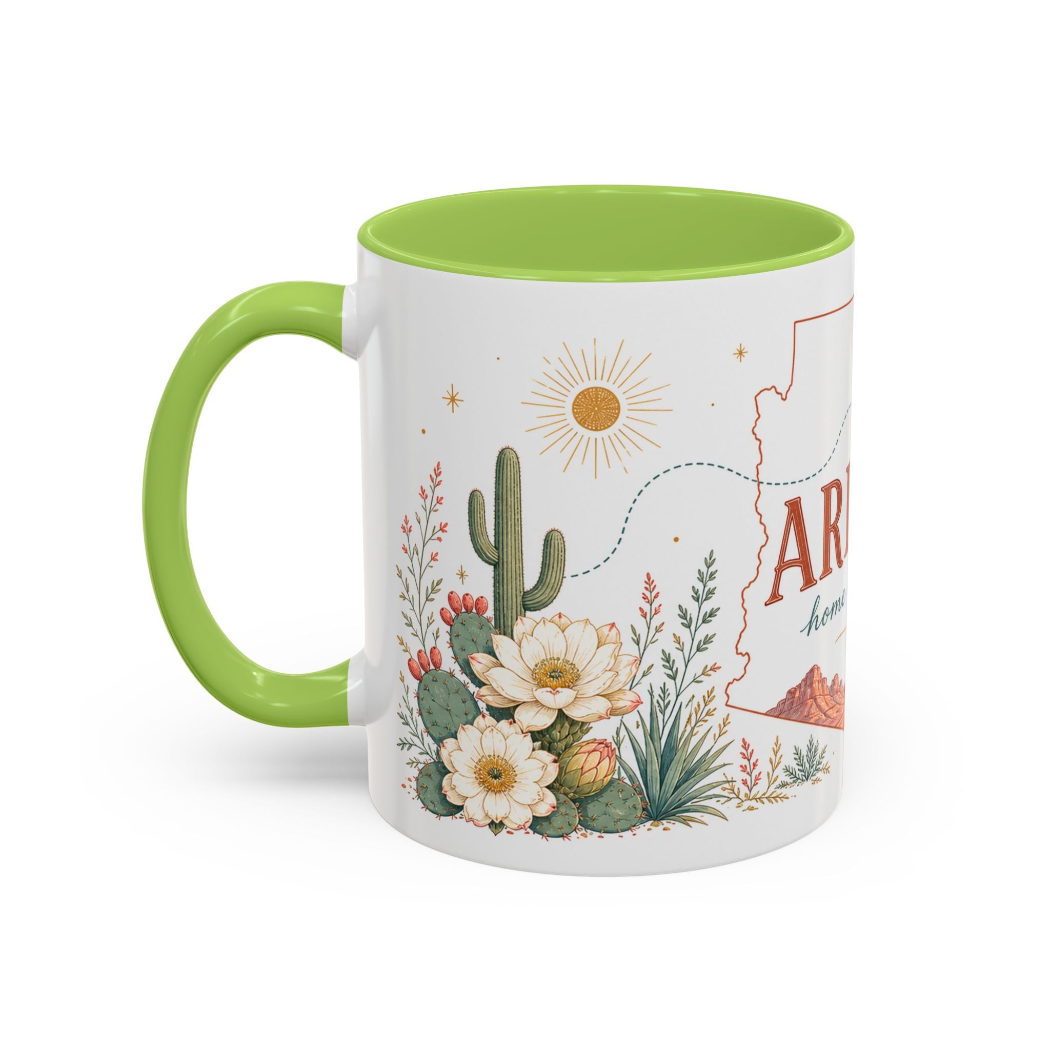 Arizona State Map Mug | Desert Landscape, Botanical Accents, Homesick Gift