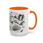 Mount Rainier Coffee Mug | National Park Hiking Washington Gift | Accent Color Ceramic 11oz 15oz