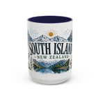 New Zealand South Island Coffee Mug | Travel Destination Souvenir Gift | Accent Color Ceramic 11oz 15oz