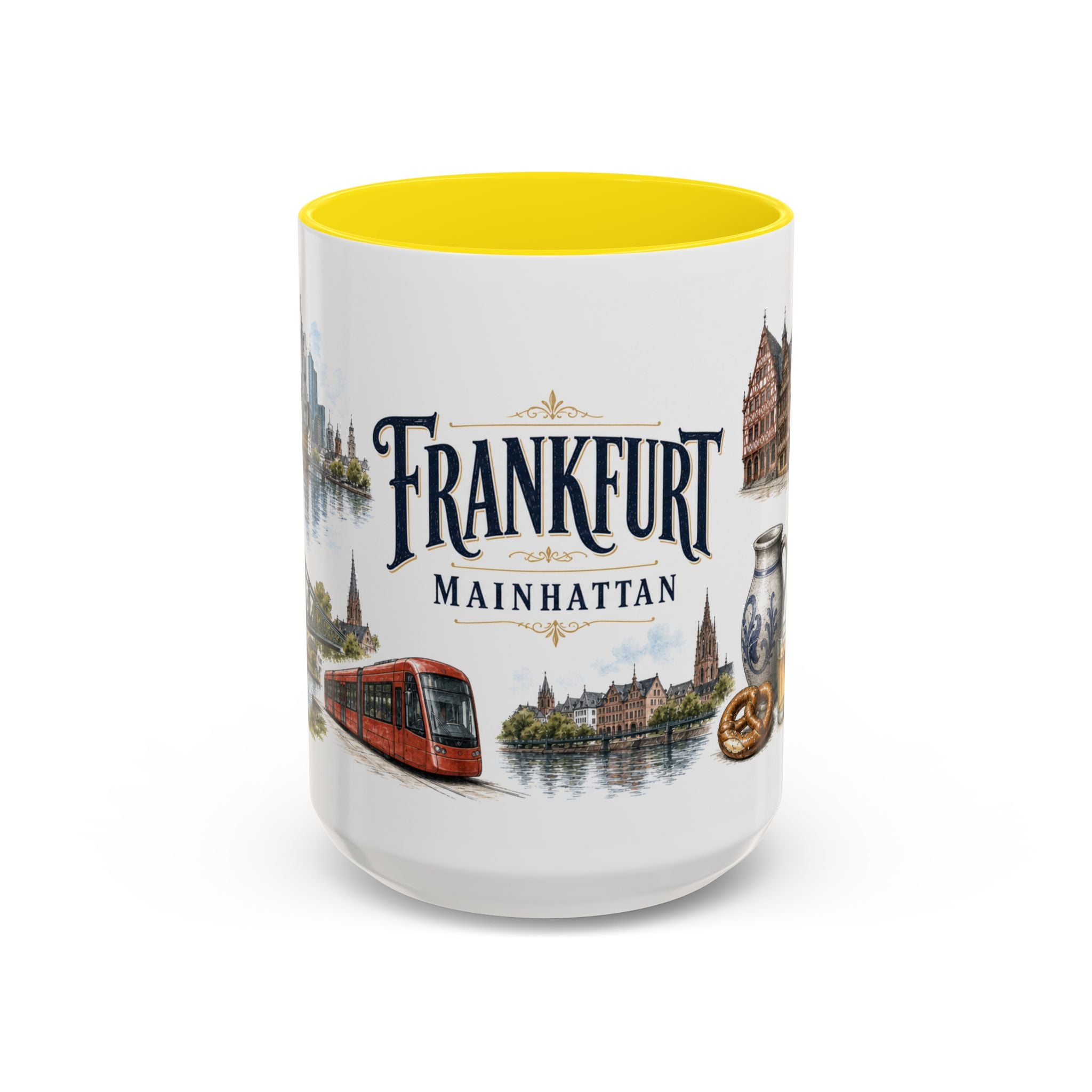 Frankfurt Coffee Mug | Germany Travel Souvenir | Vintage Illustrated City Gift | 11 oz 15 oz Accent Mug