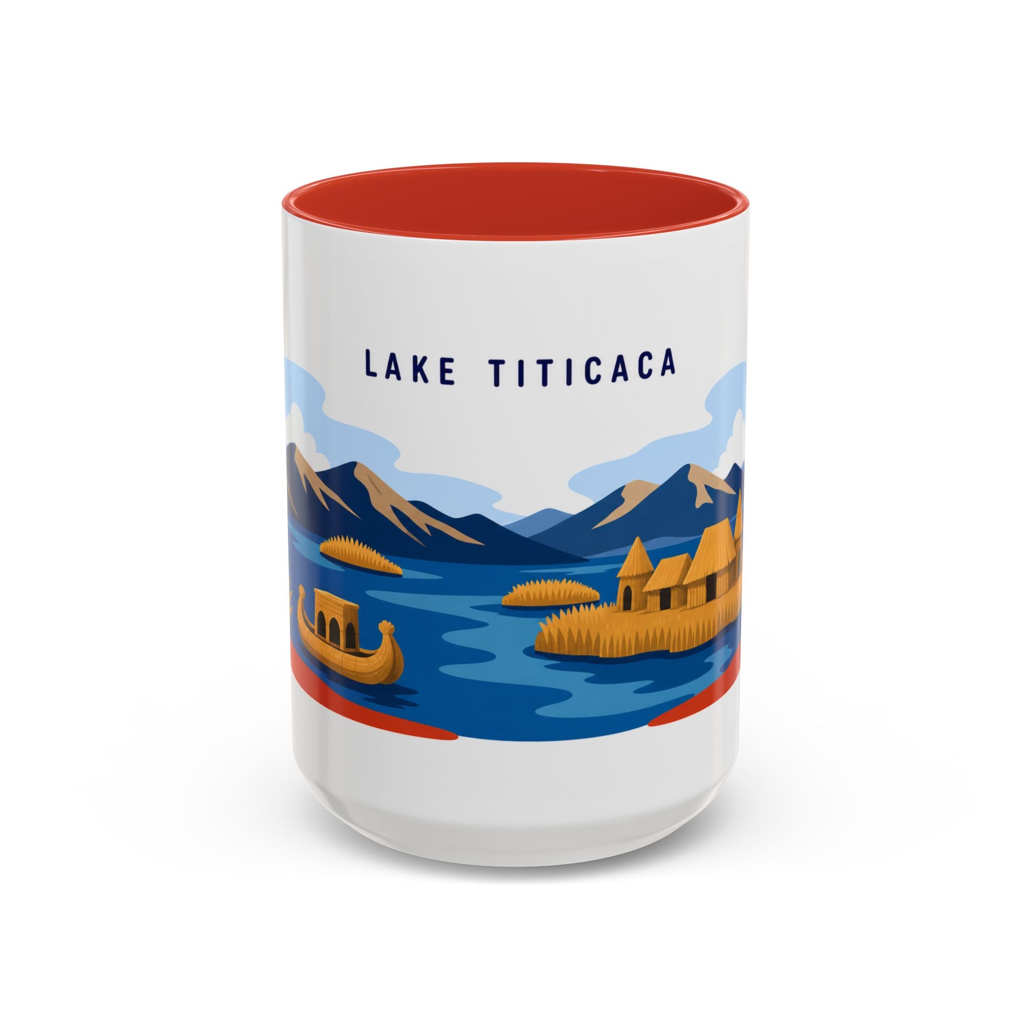 Lake Titicaca Coffee Mug | Travel Destination Souvenir Gift | Accent Color Ceramic 11oz 15oz