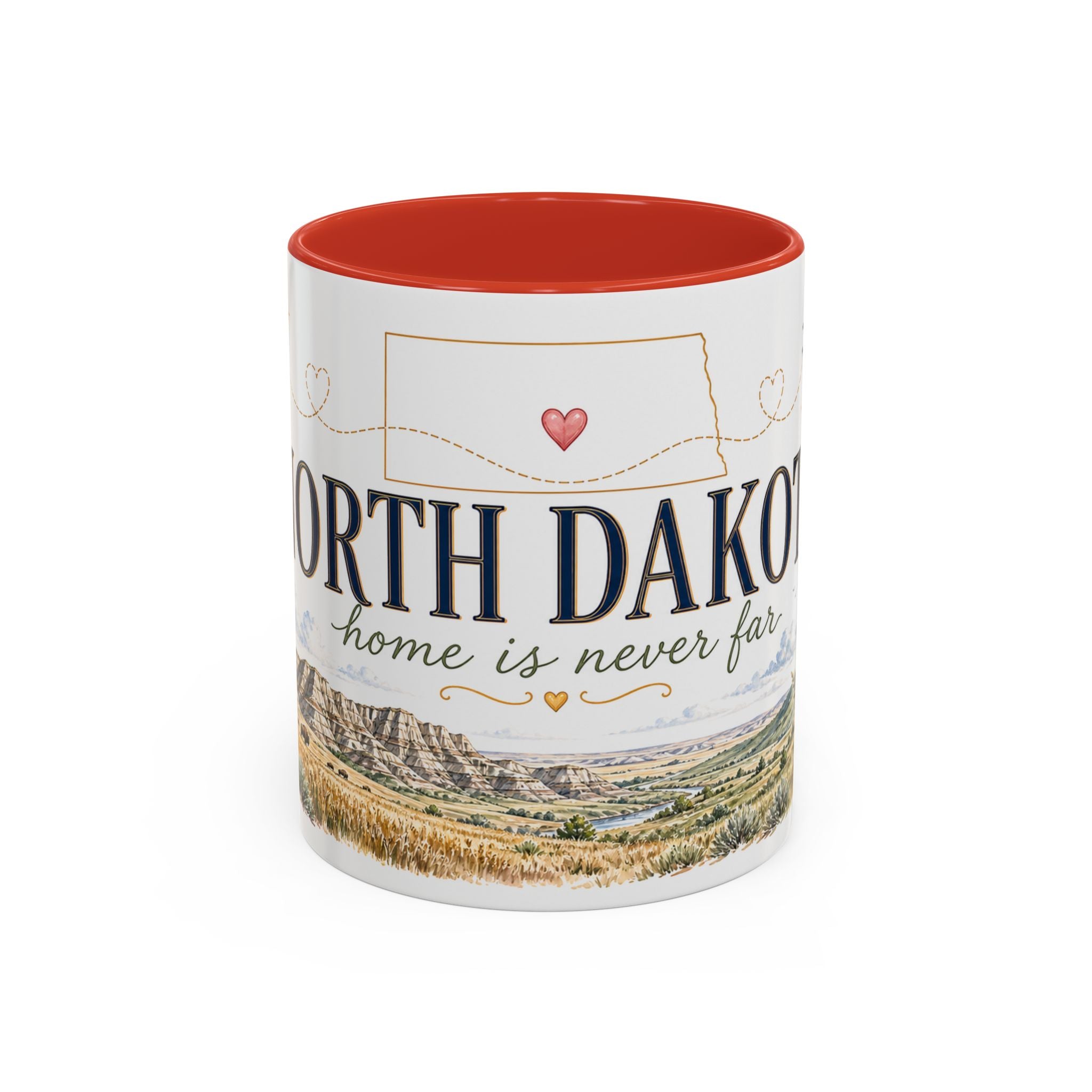 North Dakota State Map Mug | Prairie Rose Botanical Accent Coffee Cup