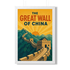 Great Wall of China China Framed Poster | Vintage Travel Wall Art | Black Walnut White Frame | 16x24 20x30