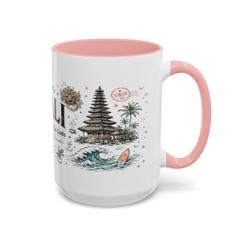 Bali Coffee Mug | Indonesia Souvenir Travel Gift | Accent Color Ceramic 11oz 15oz