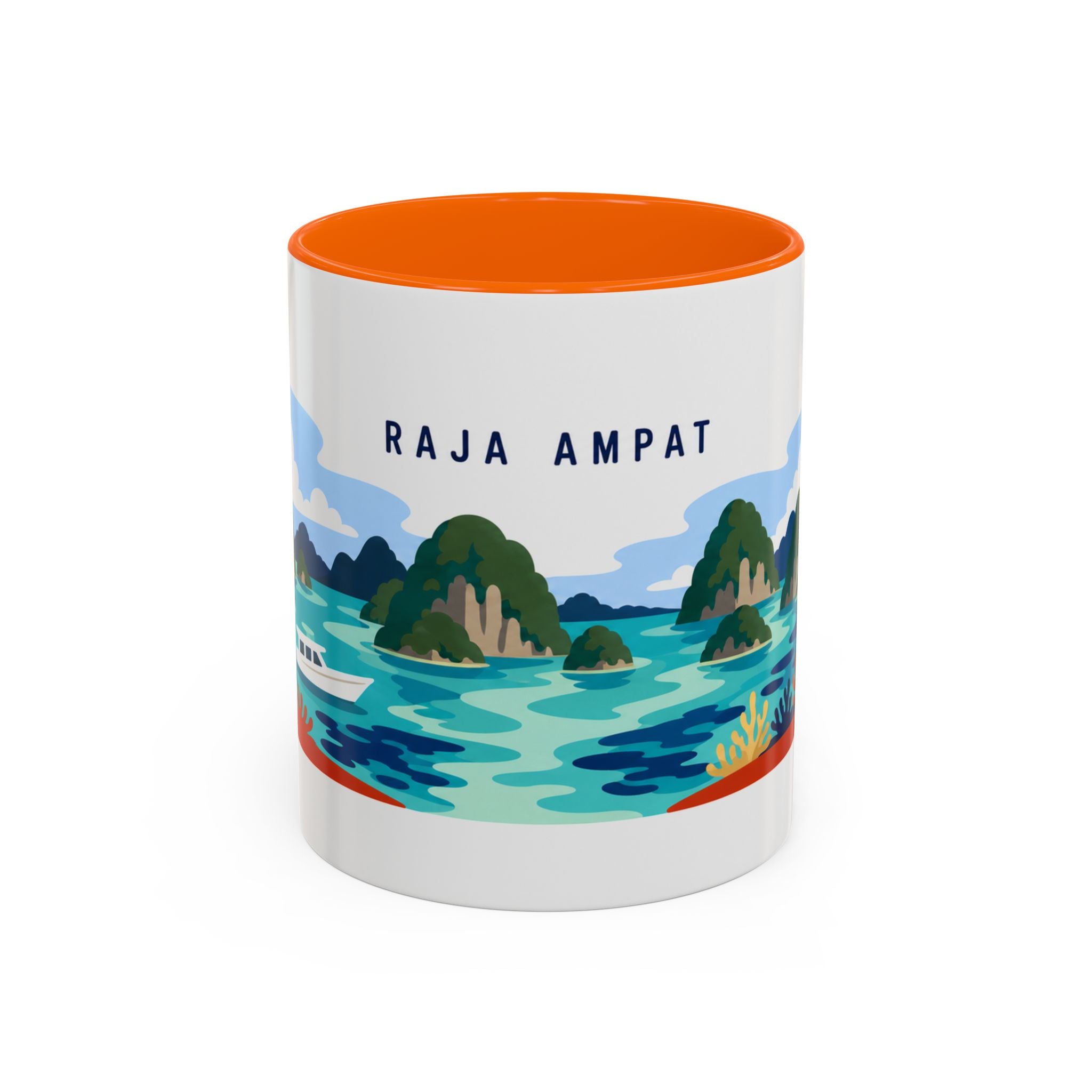 Raja Ampat Coffee Mug | Travel Destination Souvenir Gift | Accent Color Ceramic 11oz 15oz