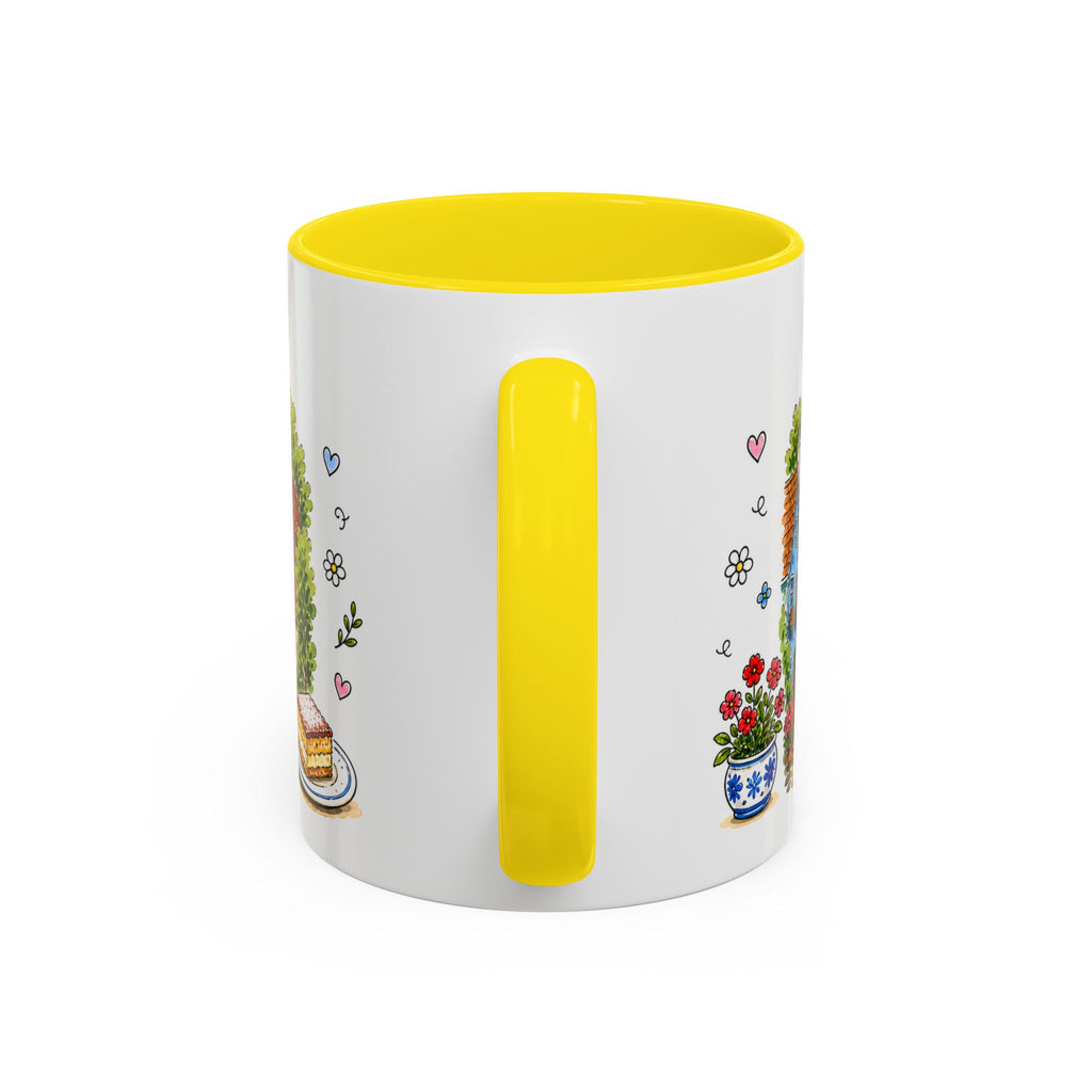 Cesky Krumlov Illustrated Travel Mug | Czechia Souvenir Accent Coffee Mug | 11oz 15oz Ceramic Cup