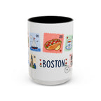 Boston Coffee Mug | Postage Stamp Collage Mug | Travel Souvenir Accent Cup 11oz 15oz