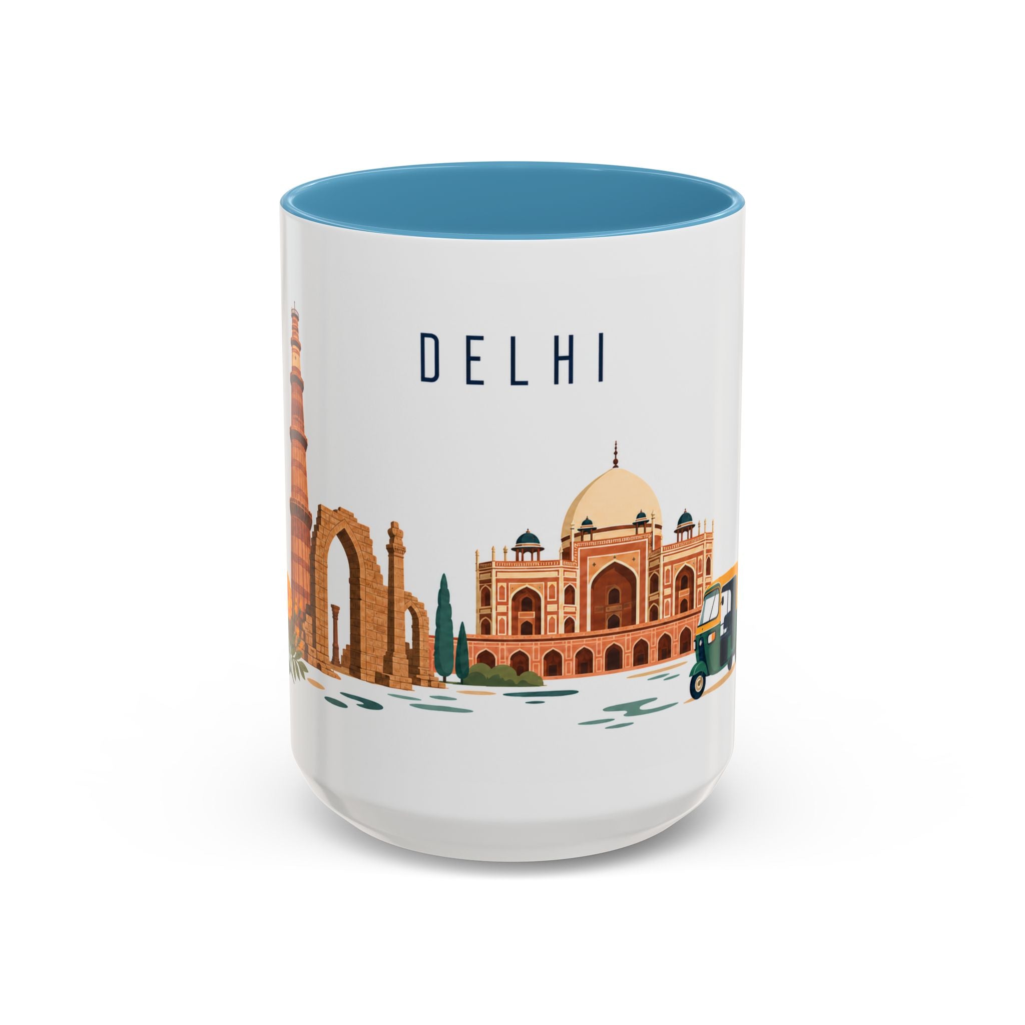 Delhi Coffee Mug | India Travel Souvenir | Porcelain Decal City Gift | 11oz 15oz Accent Mug