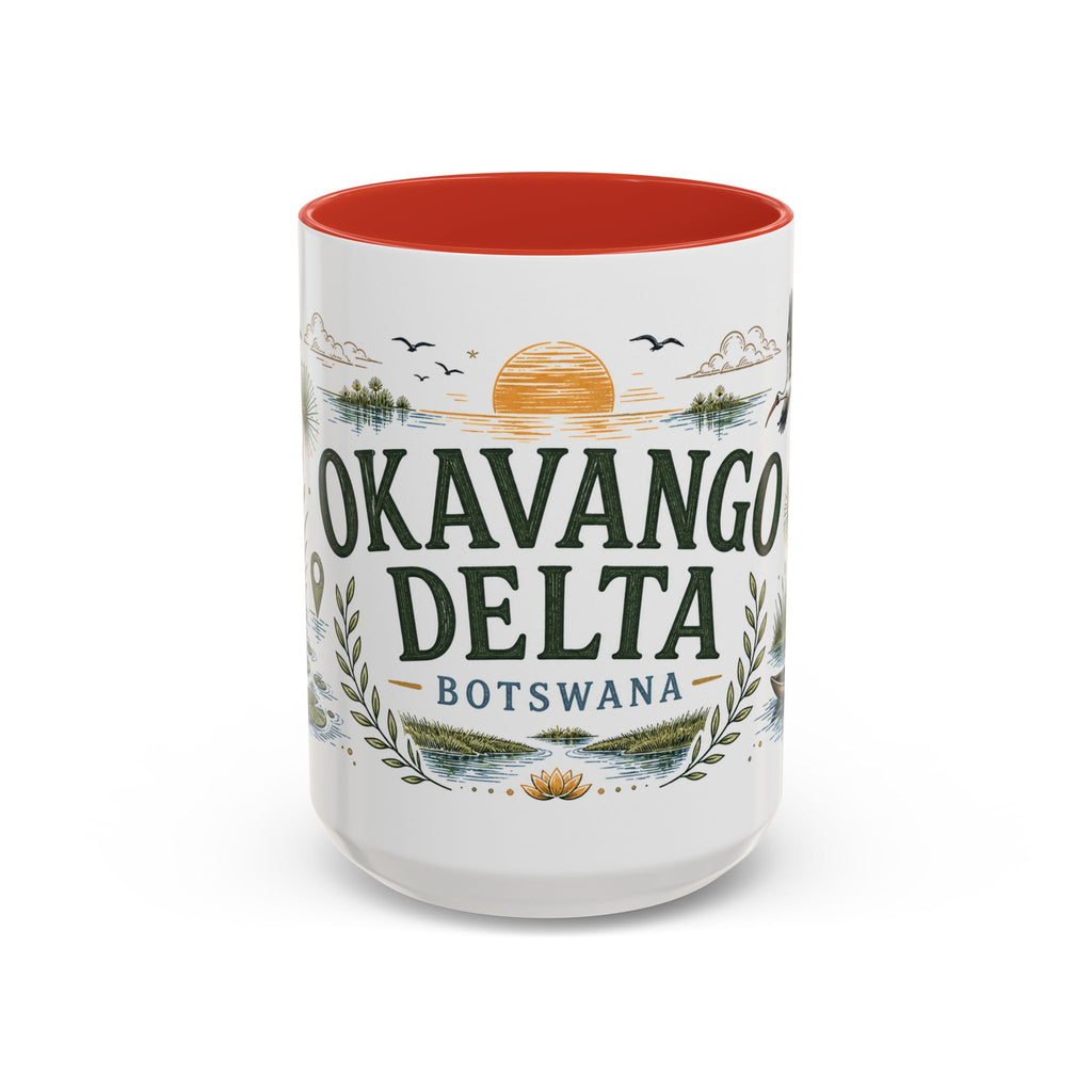 Okavango Delta Coffee Mug | Travel Destination Souvenir Gift | Accent Color Ceramic 11oz 15oz