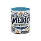 America the Beautiful Coffee Mug | Patriotic USA Gift | Accent Color Ceramic 11oz 15oz