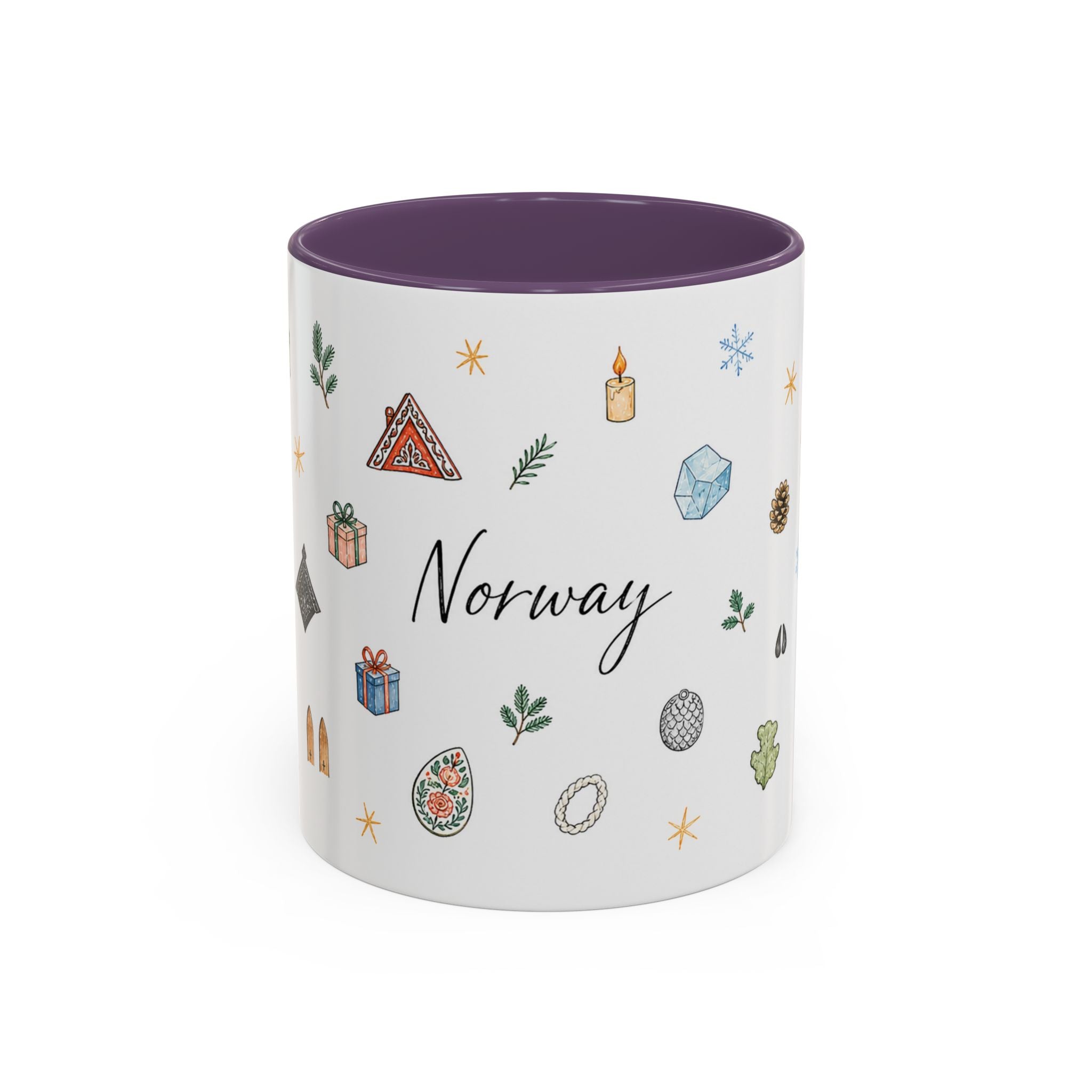 Norway Christmas Mug | Watercolor Travel Souvenir | Holiday Gift | Accent Ceramic Coffee Cup 11oz 15oz