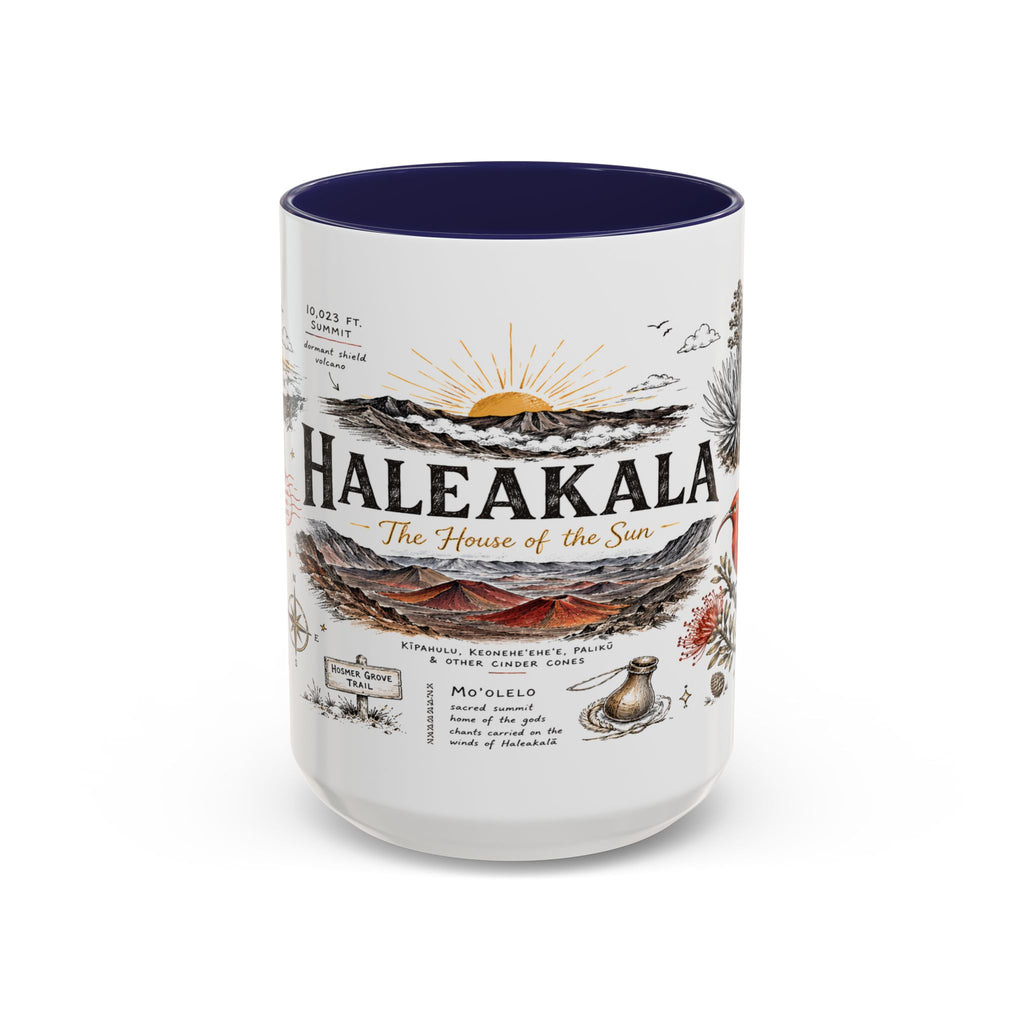 Haleakala National Park Coffee Mug | Hawaii Maui Sunrise Crater Gift | Accent Color Ceramic 11oz 15oz