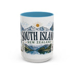 New Zealand South Island Coffee Mug | Travel Destination Souvenir Gift | Accent Color Ceramic 11oz 15oz