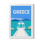Greece Coast Greece Framed Poster | Vintage Travel Wall Art | Black Walnut White Frame | 16x24 20x30