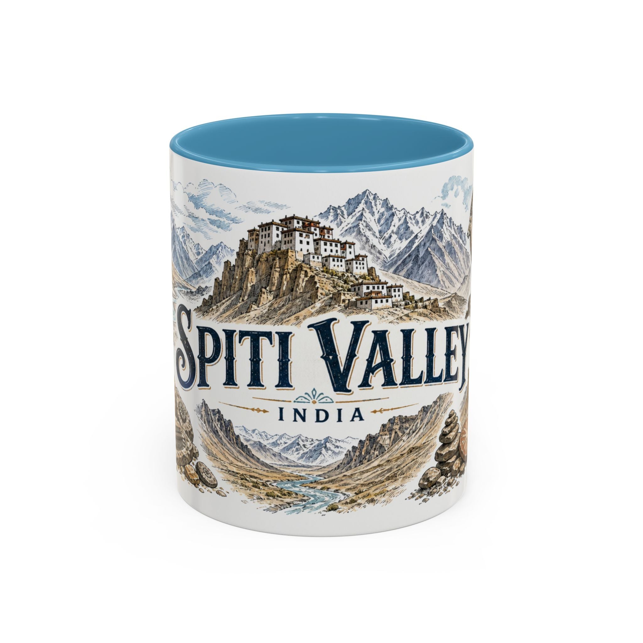 Spiti Valley Mug, India Travel Souvenir, Bucket List Gift, Accent Ceramic Coffee Mug 11oz 15oz