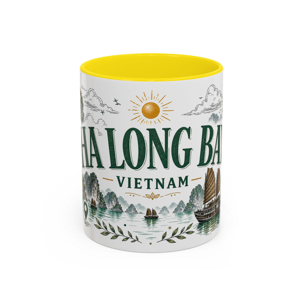 Ha Long Bay Coffee Mug | Travel Destination Souvenir Gift | Accent Color Ceramic 11oz 15oz