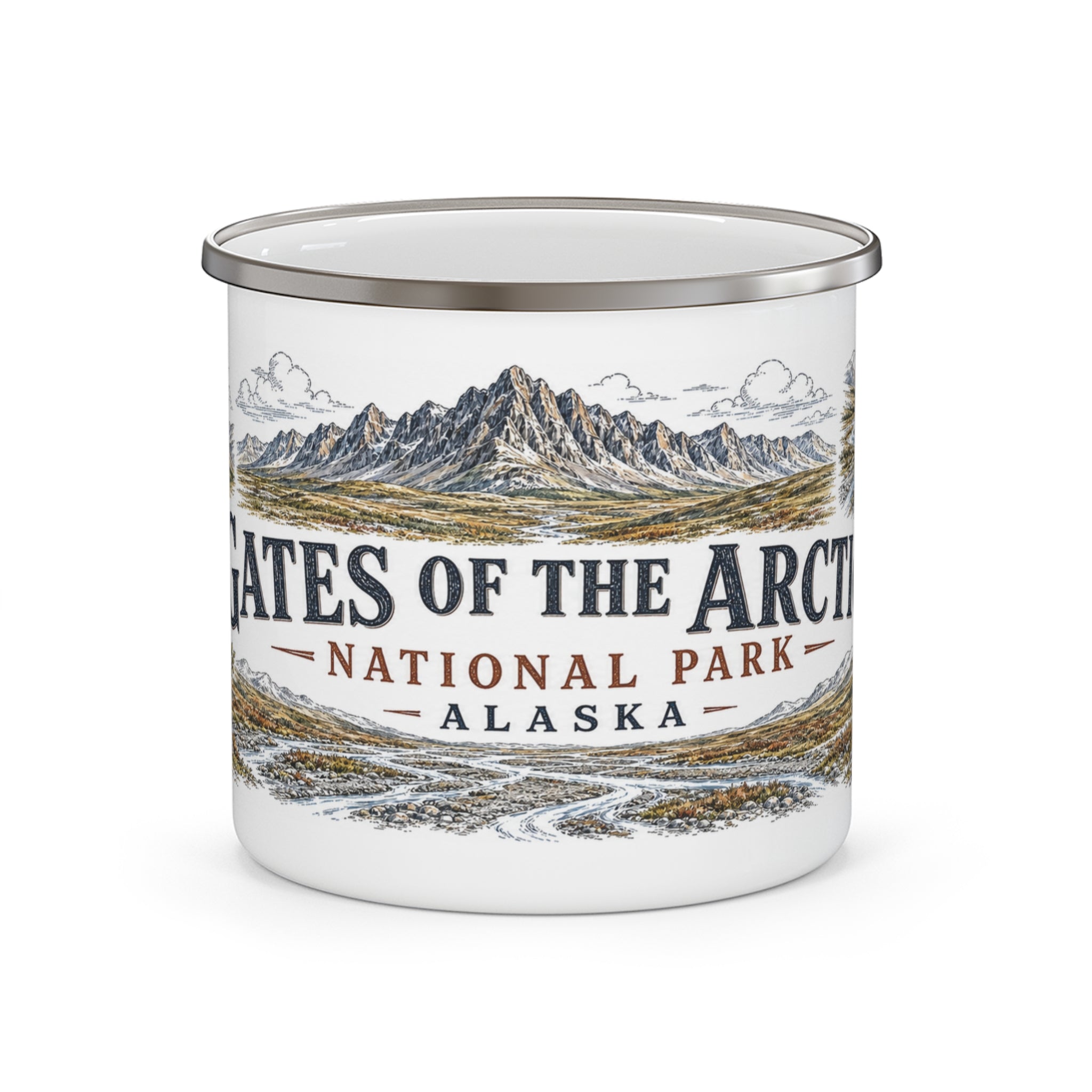 Gates of the Arctic National Park Vintage Enamel Camping Mug | 12oz National Park Hiking Gift