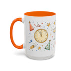 New Year Mug | Midnight Clock Toast Watercolor Celebration Gift | Accent Cup 11oz 15oz