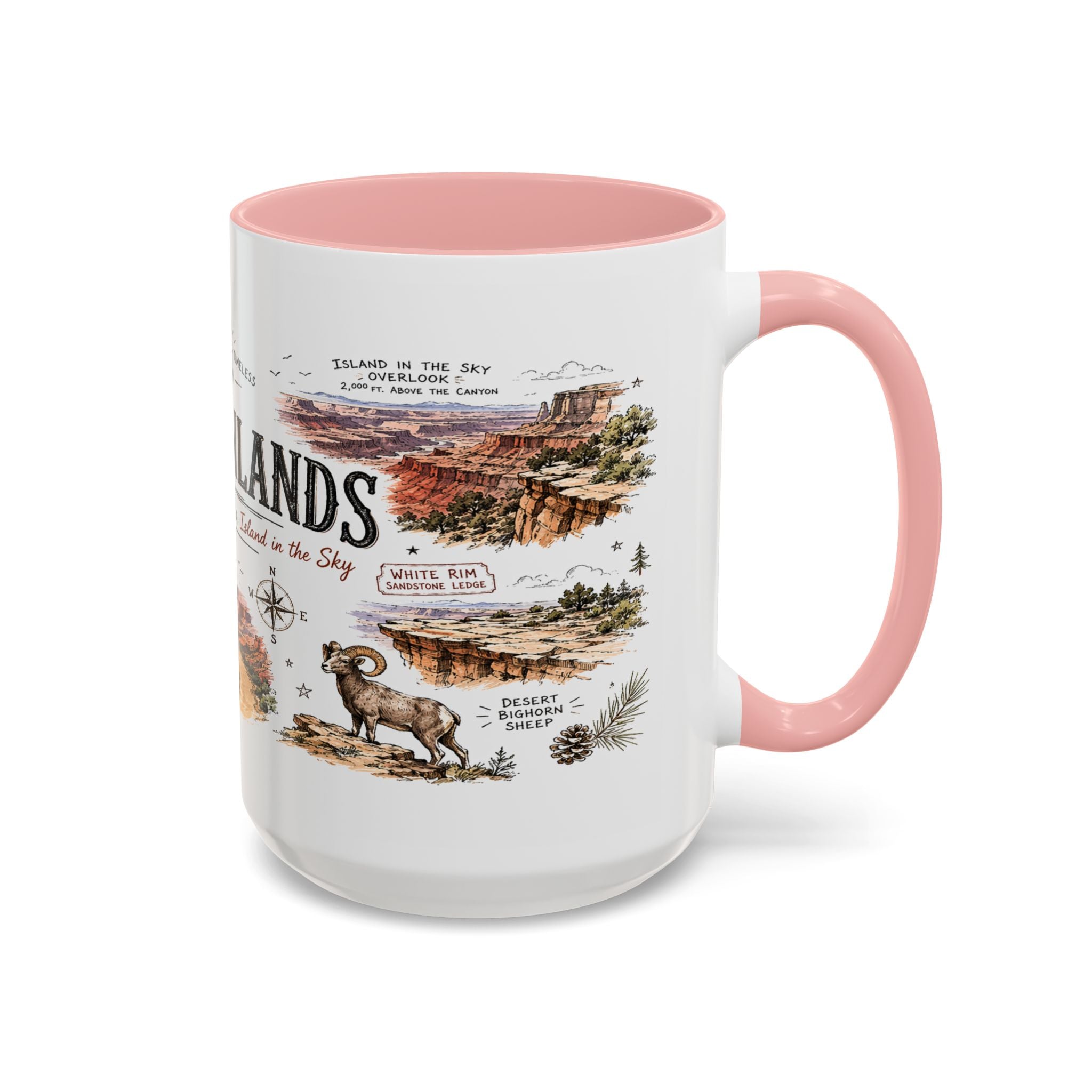 Canyonlands National Park Coffee Mug | Utah Red Rock Desert River Gift | Accent Color Ceramic 11oz 15oz