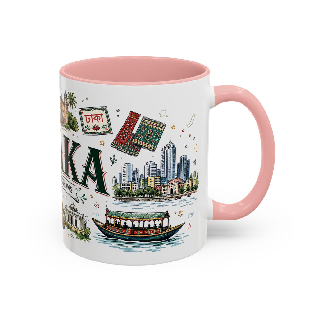 Dhaka Coffee Mug | Bangladesh Souvenir Travel Gift | Accent Color Ceramic 11oz 15oz