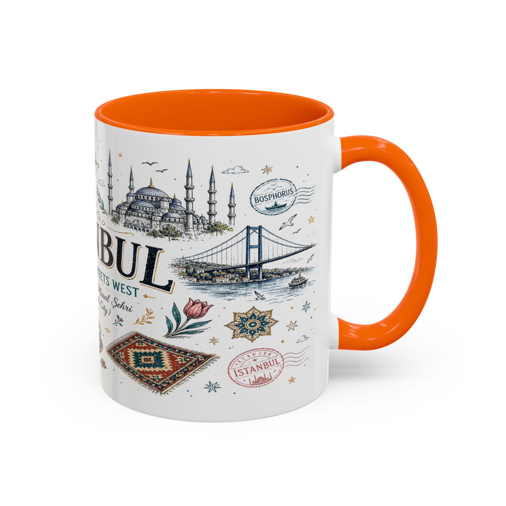 Istanbul Coffee Mug | Turkey Souvenir Travel Gift | Accent Color Ceramic 11oz 15oz